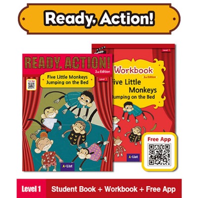 [New] Ready Action Level 1 / Five Little Monkeys Jumping on the Bed (SB+WB+QR)